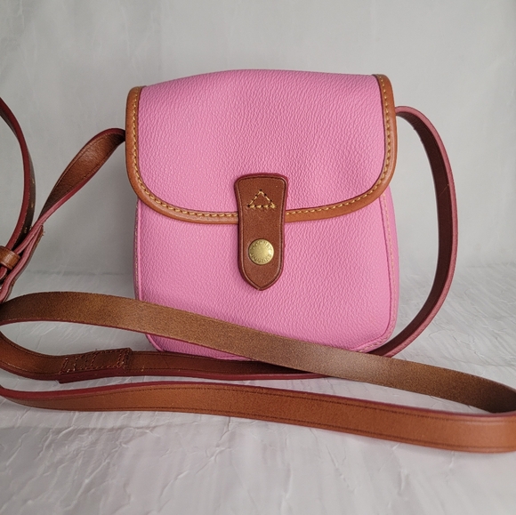 Dooney & Bourke Handbags - Dooney & Bourke EV364 Pink Pebbled Leather Snap Flap North South Crossbody NEW